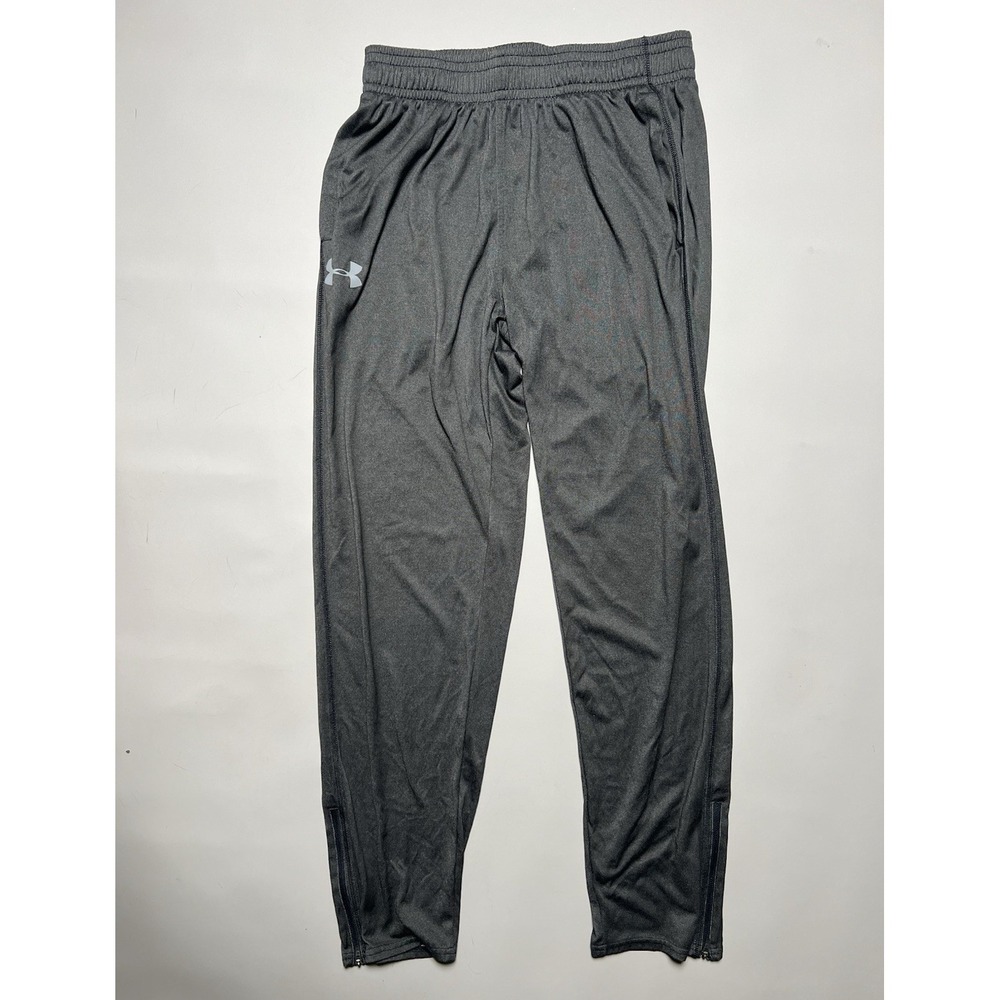 Under Armour Men's Gray Loose Track Pants M Tapered Ankle Zip Elastic 30"